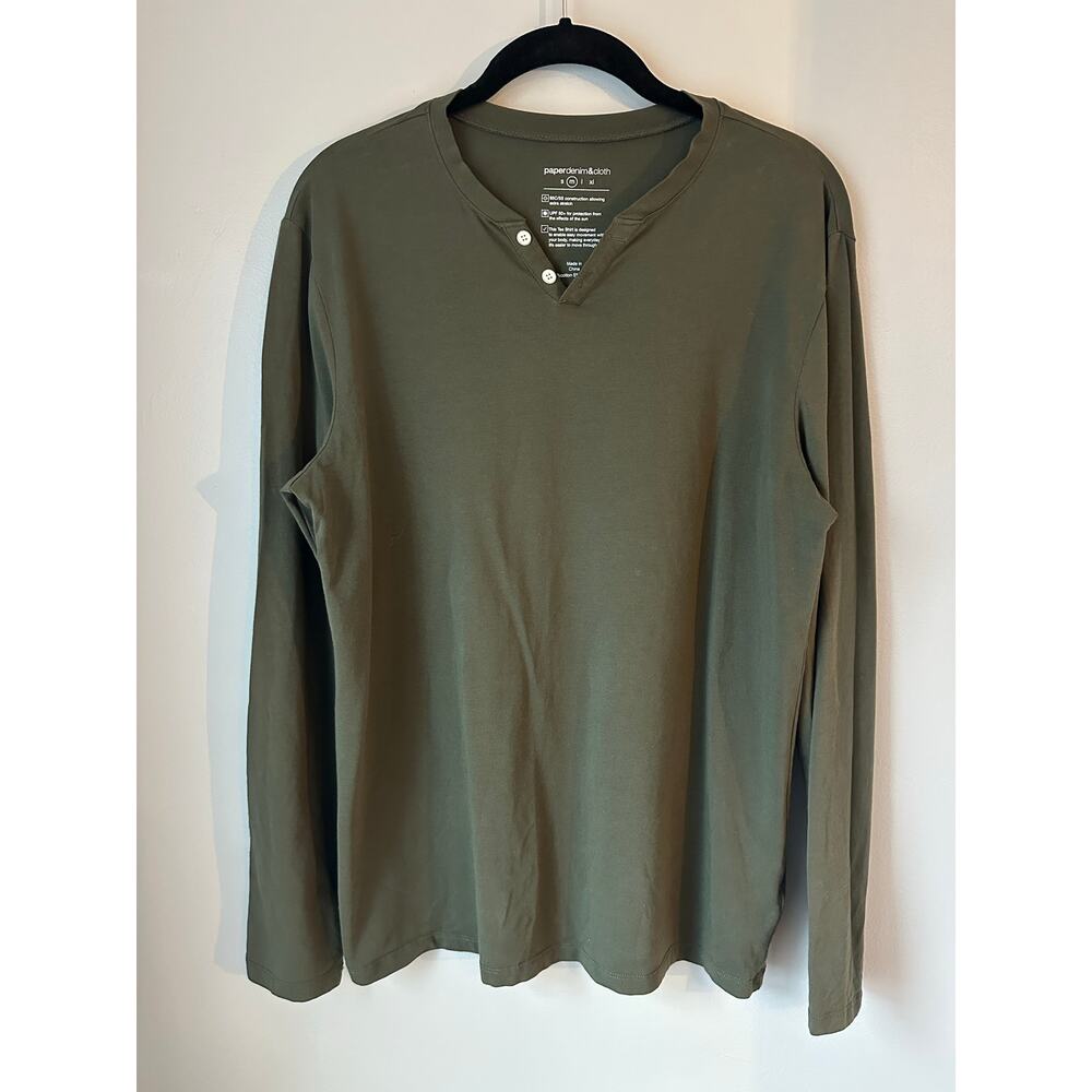 Paper Denim & Cloth Green UPF 50+ Henley Long Sleeve T-shirt